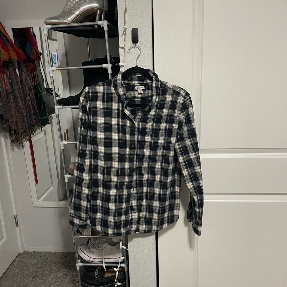 LL Bean Navy Blue Flannel